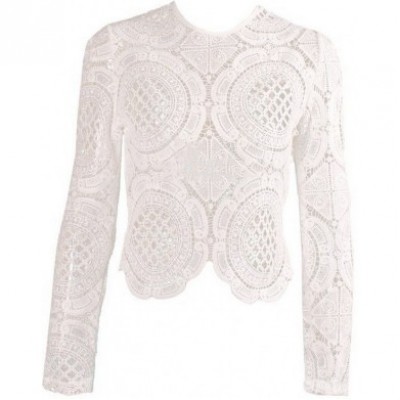 'Aily' Crocheted white lace top